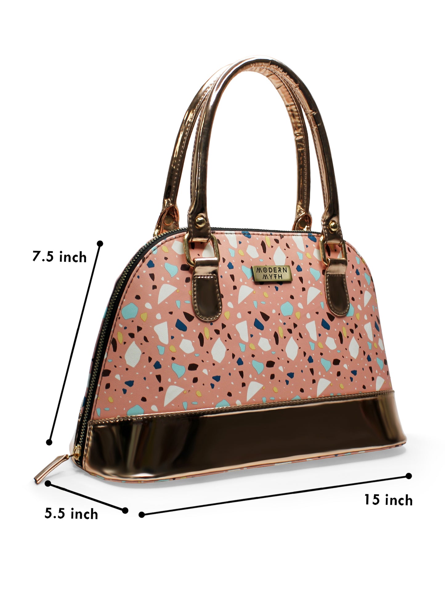 Senora Pink Abstract & Rosegold Faux Leather Women Handbag | Modern Myth