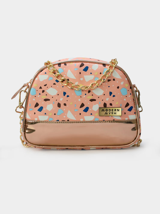 Pink & Rosegold Marble Dome Crossbody Bag | Modern Myth