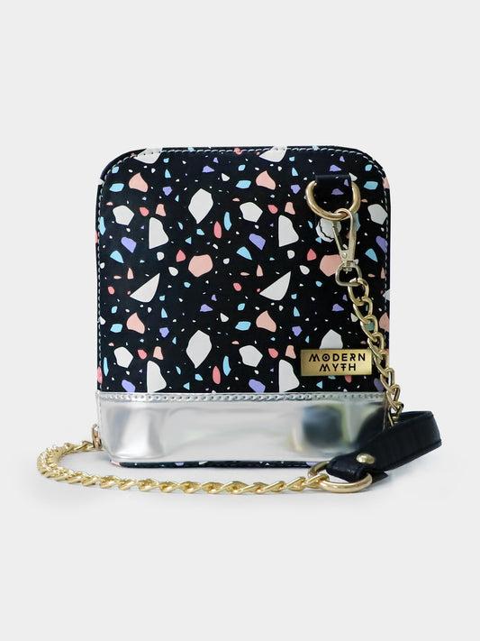 Cosmo Caravan Black & Silver Printed Crossbody Bag | Modern Myth