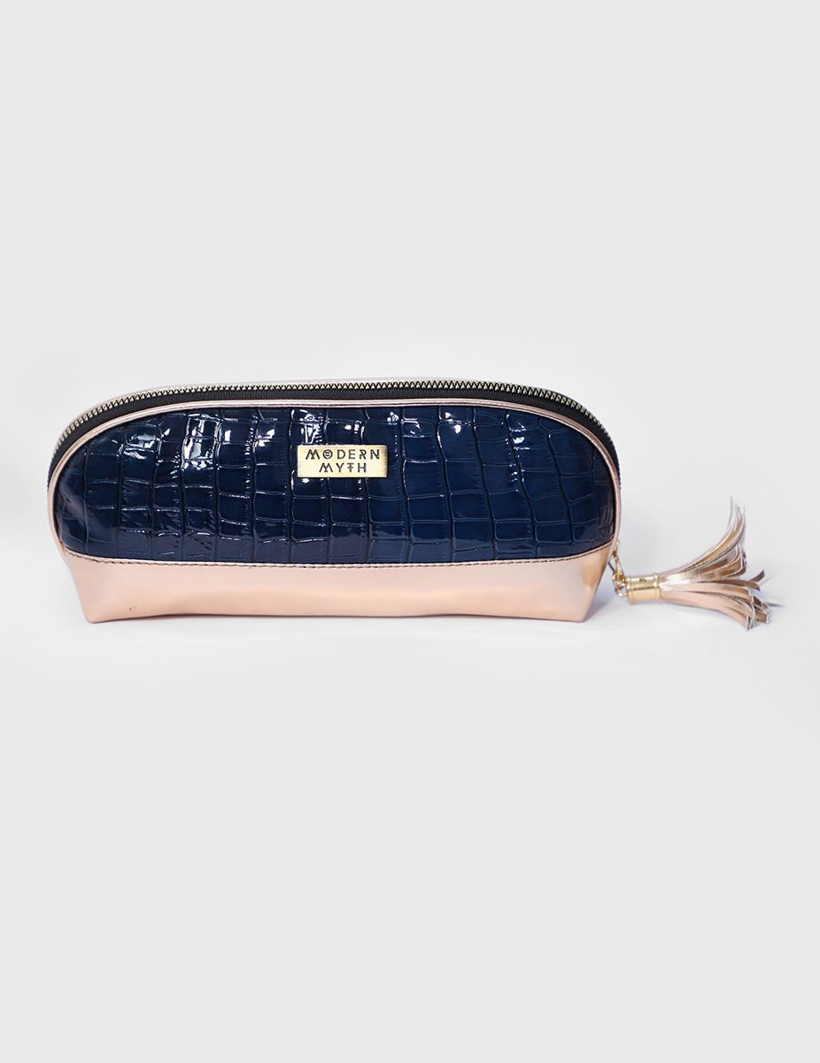 Rosegold Magic Blue Croco Makeup Pouch | Modern Myth