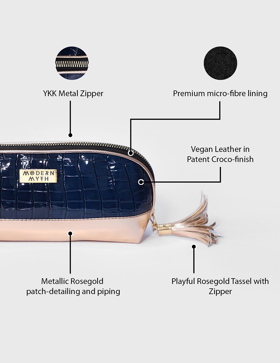 Rosegold Magic Blue Croco Makeup Pouch | Modern Myth