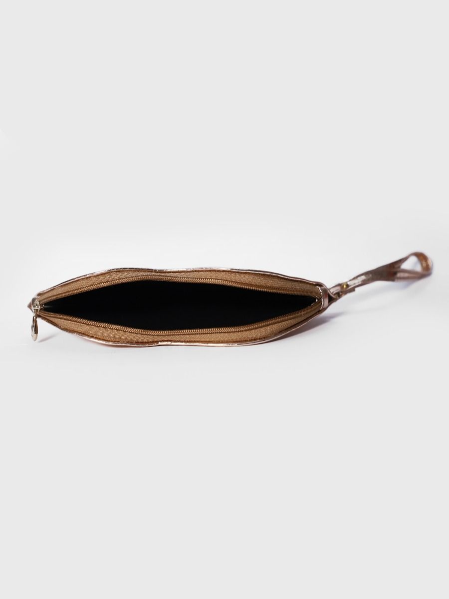 Pebbled Rosegold Lips Shaped Makeup Pouch | Modern Myth