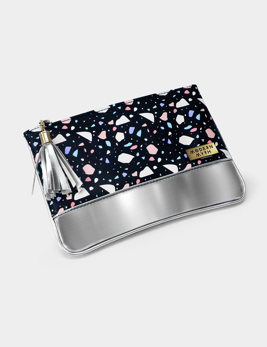 Black Cookie Printed Silver Carry-All Pouch | Modern Myth