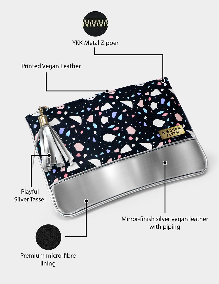 Black Cookie Printed Silver Carry-All Pouch | Modern Myth