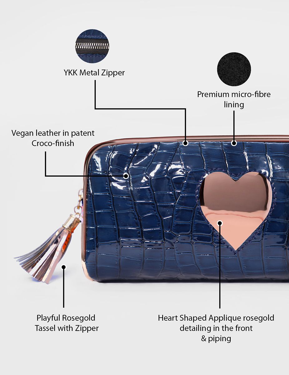 Heart It! Rosegold Croco Makeup Pouch | Modern Myth