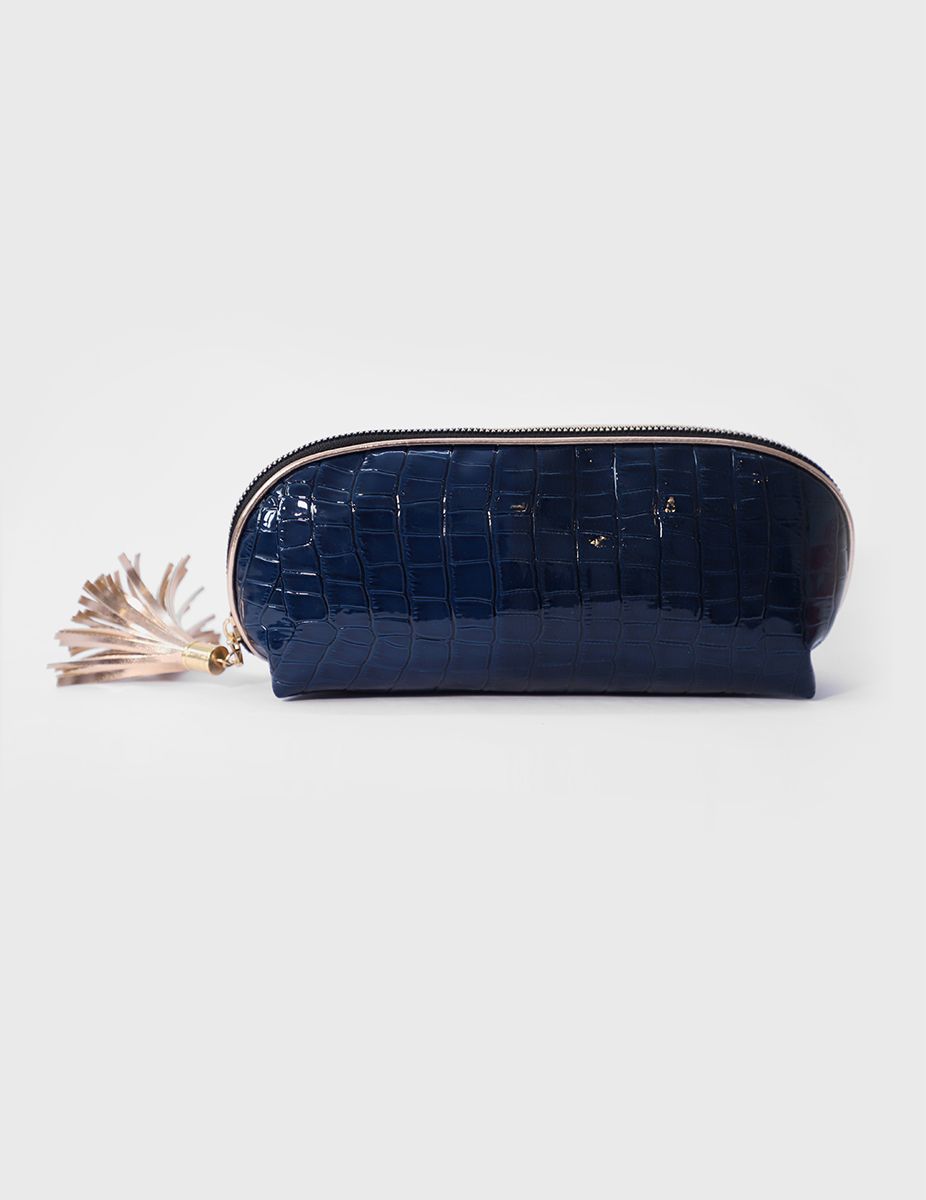 Rosegold Magic Blue Croco Makeup Pouch | Modern Myth